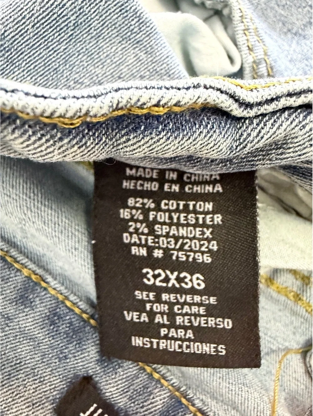 Waima New Yor Stack Fit Cargo Jeans, Size 32x36, Light Blue Denim